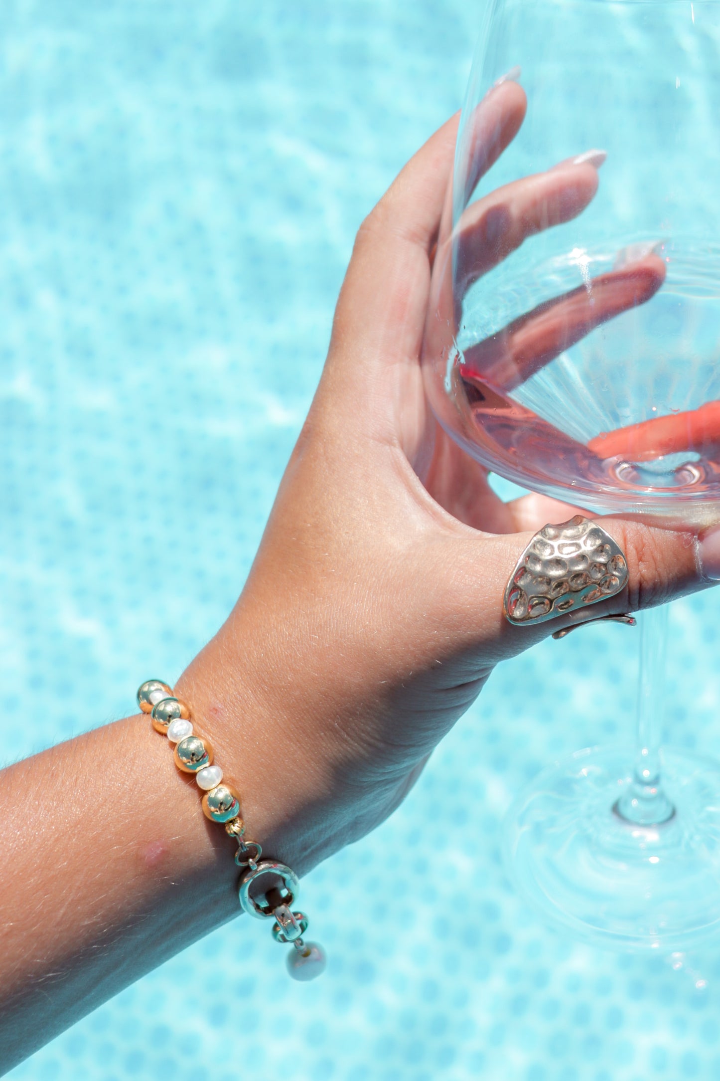 Chunky Gold & Pearl Bracelet