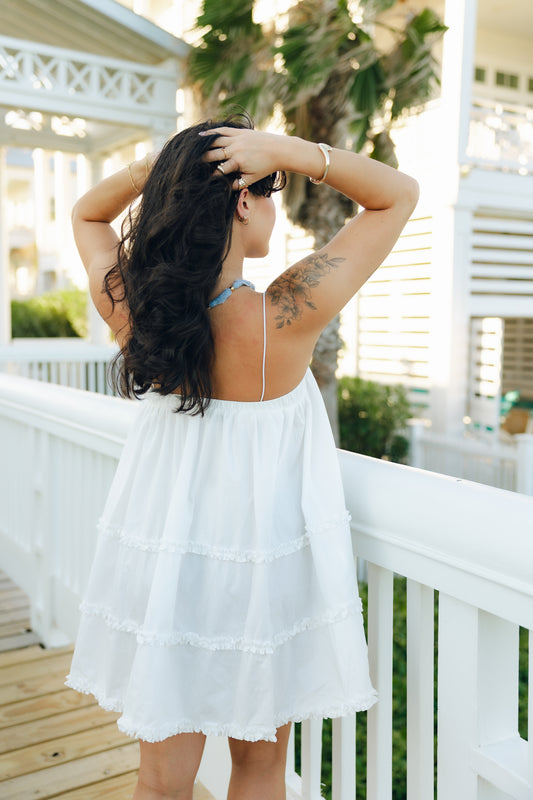 Spaghetti Strap White Mini Dress