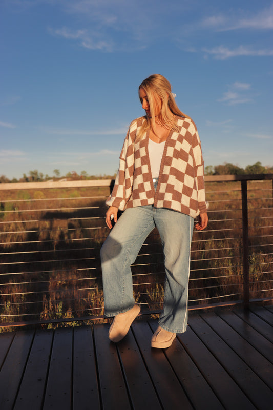 Cocoa Checkered Cardigan