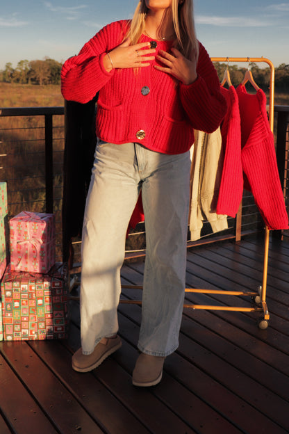 Christmas Red Cropped Sweater