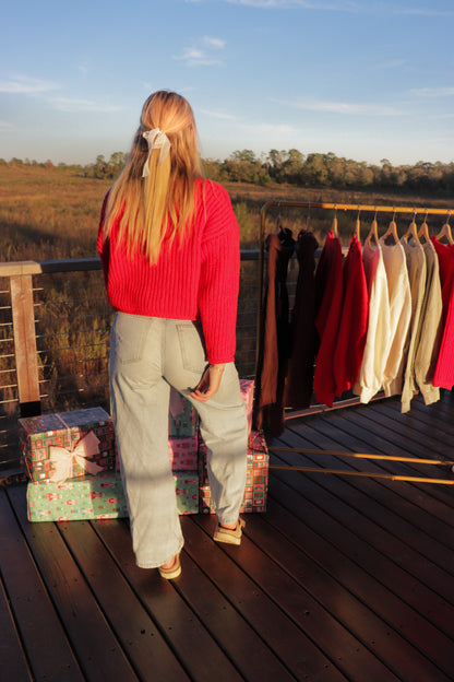 Christmas Red Cropped Sweater