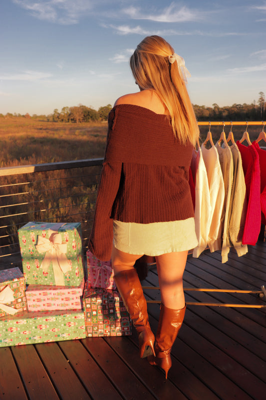 Cinnamon Off the Shoulder Top